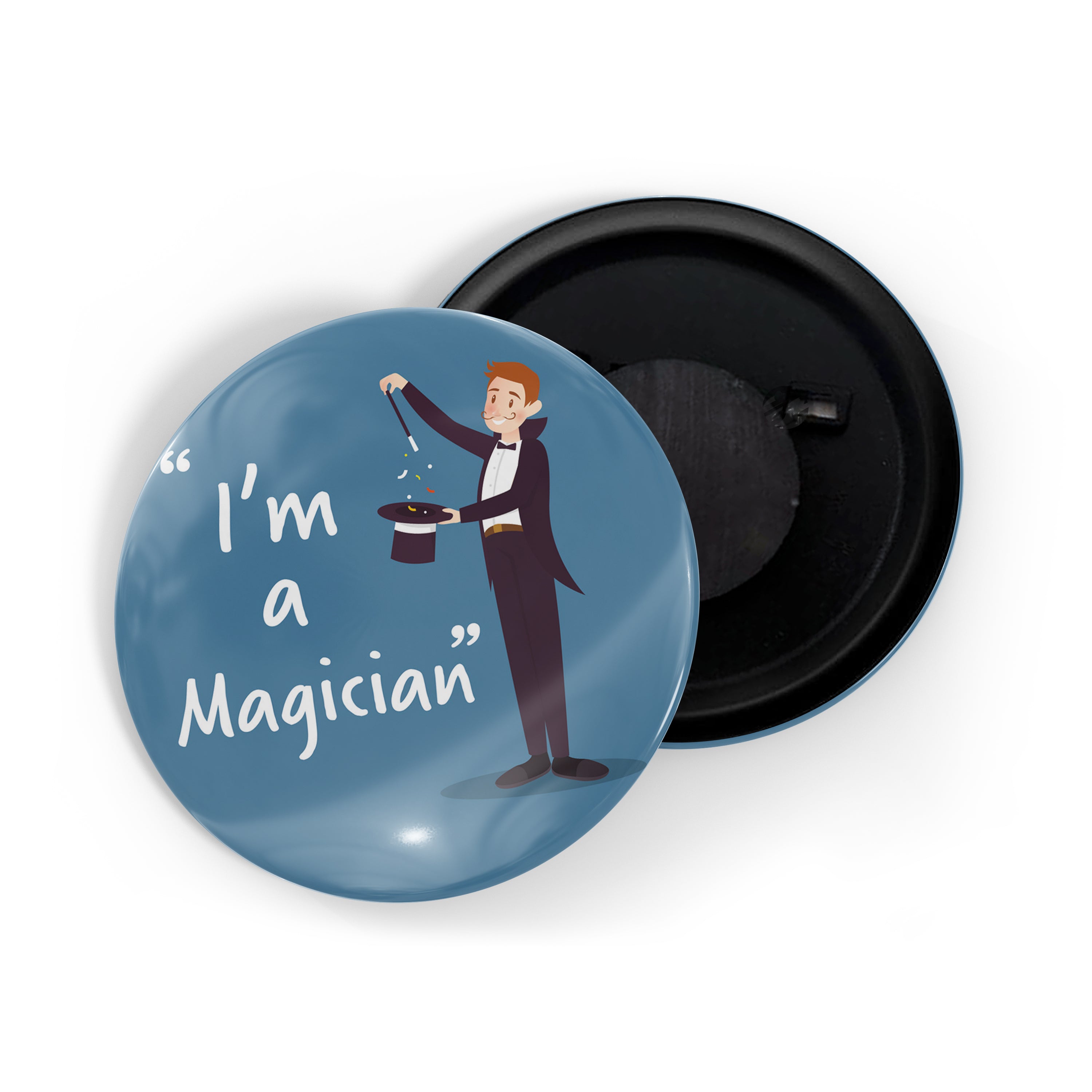 dhcrafts Round Fridge Magnet Blue Color Profession I'm A Magician Glossy Finish Design Pack of 1 (75 mm)
